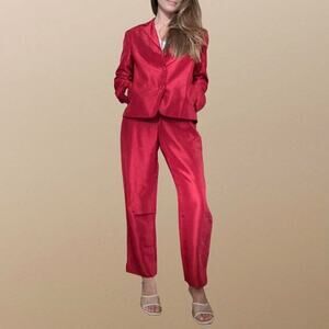 Lauren Ralph Lauren 100% Silk Red Suit Set Size 6